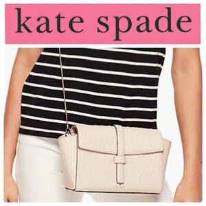Kate Spade Riversde St. Emmie Beige‎ Chain Strap Ostrich Leather Crossbody